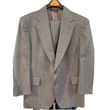 Adams Row Mens Grey 2 Piece Suit 44 Short Pleated Pants USA Made Hemmed