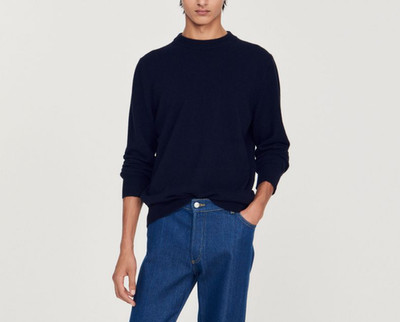 Sandro Paris Men's Navy Blue Knit 100% Cashmere Sweater Size M SHPTR00326
