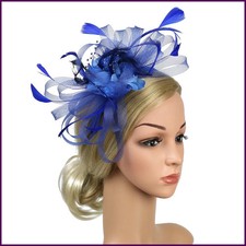 Women Fascinator Feather Hat Flower Hair Clip Church Wedding Party Headwear Clip