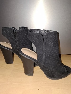 Damen Schuhe Tasha Peep Toe Block Heel Booties Gr.37,5 schwarz