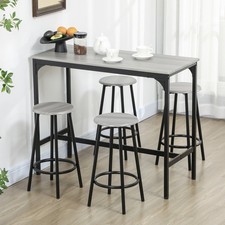 HOMCOM 5 Piece Bar Table and Stools Set with Metal Frame Grey Refurbished