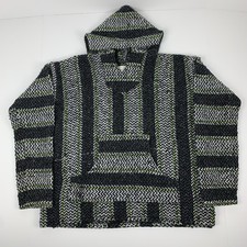 Baja Joe Hoodie Mexican Rug Poncho Boho Hippie Sweater Adult Size Small