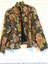 VTG Painted Pony Tapestry Jacket Women L Floral Paisley Jacquard USA Made Art