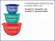Tupperware Impressions Set Of 3 Nesting Mixing Bowls 1.3L, 2.5L, 4.3L