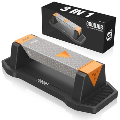 Extra Large Diamond Sharpening Stone Set 3 Side Grit 400/600/1000 Premium Ind...