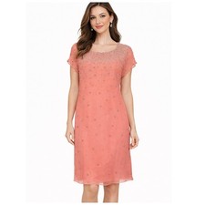 Alice + Olivia Womens Dress 0 Coral Silk Sheer Sparkle Beads Fairy Cocktail Y2K