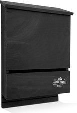 Bat House Outdoor Bat Habitat, Black All Natural Cedar Wood, 2 Chamber