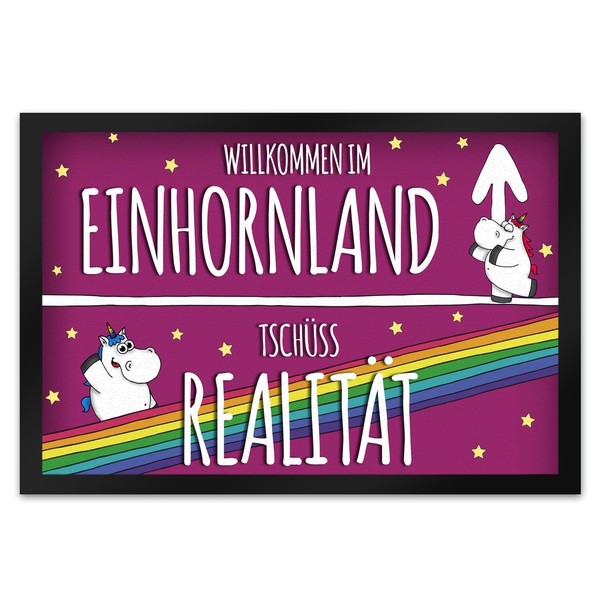 Willkommen Im Einhornland FußMatte XL Mit Honeycorns Motiv FußMatte Fussmatte-image