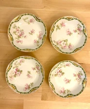 Haviland Limoges Schleiger 66 Pink Roses Gold Trim 4 Small bowls 5"