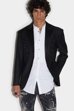 DSQUARED2 MENS BLACK TAILORED JACKET WITH EMB...