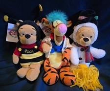 Happy Halloween Vintage Disney Store Winnie the Pooh Plush Lot of 3