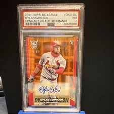 Dylan Carlson 2021 Topps Big League Auto Electric Orange /99 PSA 7 Cardinals