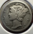 1928-San Fransisco Mint Mercury Dime 90% Silver VG-F Details Better Date
