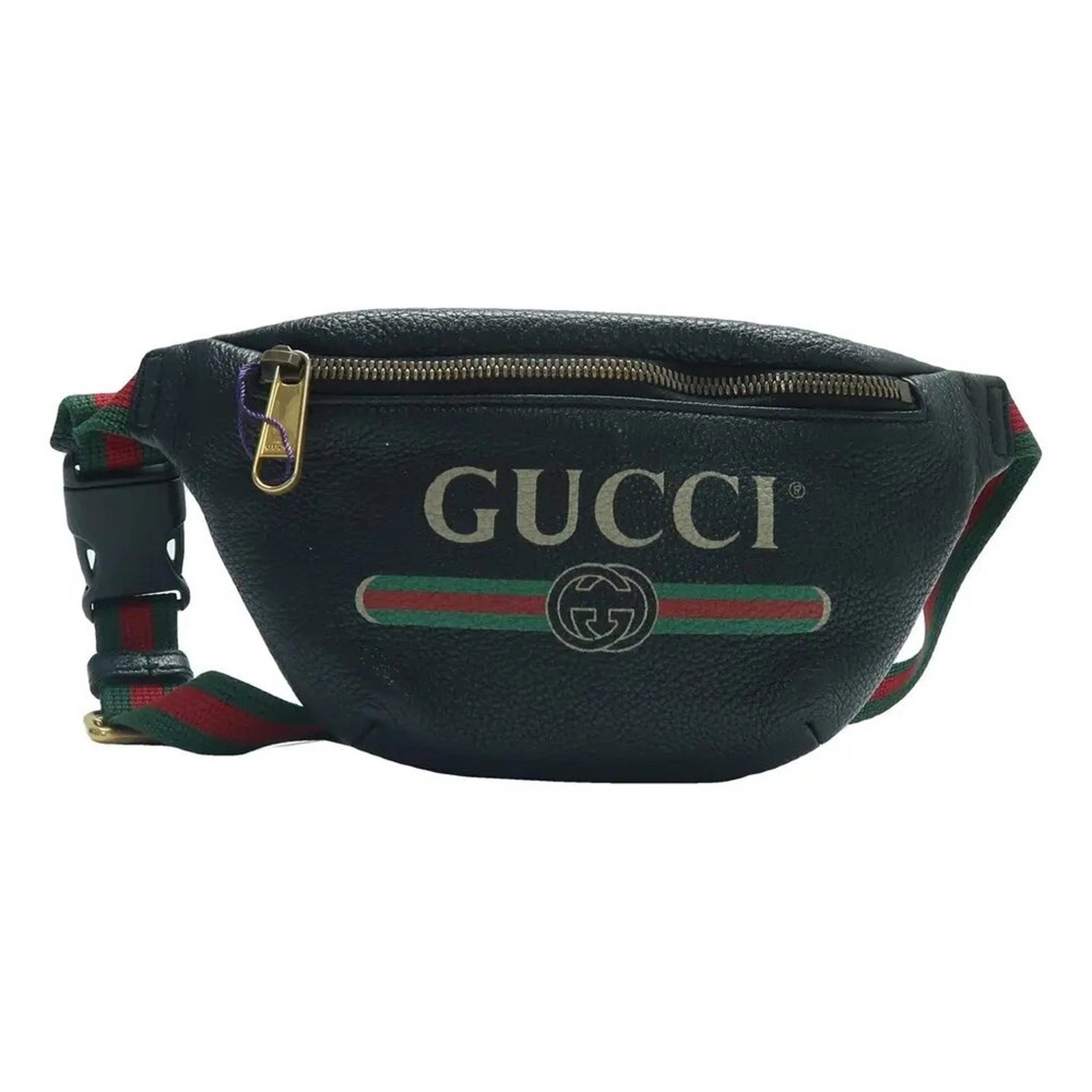 Sac ceinture en cuir noir imprimé Gucci 620 041025