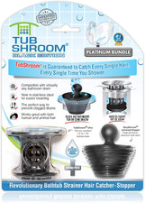 Tub Drain Hair Catcher Combo Pack with Silicone Stopper, Black Chrome Protecto