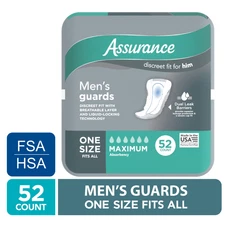 Assurance Men's Guards, Maximum Absorbency, 52 Count - Absorbency Maximum