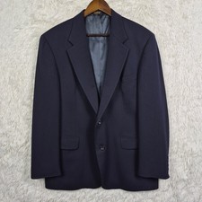 Vtg LL Bean Mens Navy Blue Wool Blend 2 Button Blazer Sport Coat 42R Made in USA