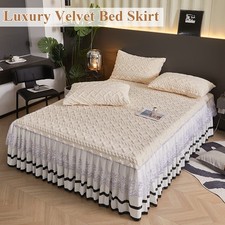 3Pcs Ruffle Skirt Bedspread Set Chic Farmhouse Skirt Bedding Set w/ 2 Pillowcase