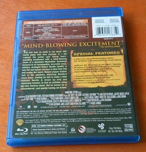I Am Legend Blu-ray Will Smith Braga Includes Alternate Theatrical Version - Picture 3 of 6