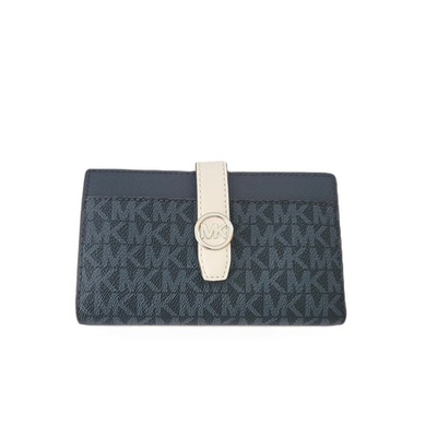 #ad Michael Kors Greenwich Medium Bifold Center Zip Wallet MK Logo Admiral Multi $64.25