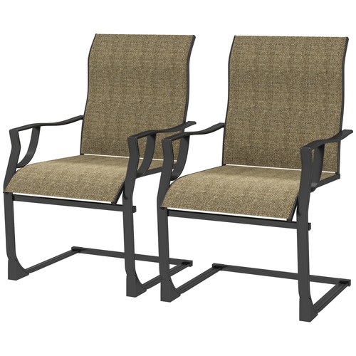 Outsunny Patio Dining Chairs Set of 2, C Spring Outdoor Chairs, Light Brown - Picture 4 of 11