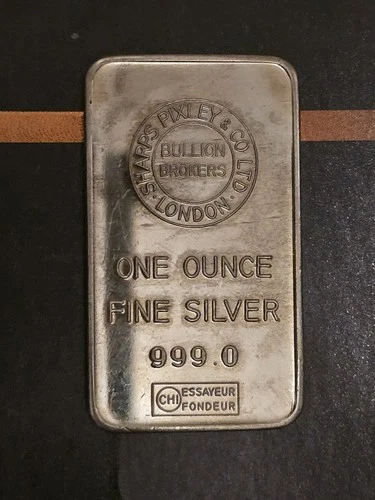 VINTAGE Sharps Pixley & Co. Ltd. London Bullion Broker 1 Troy oz.999 SILVER