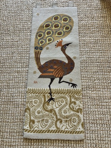 Lovely Evelyn Ackerman Peacock Wool Hook Tapestry Hanging