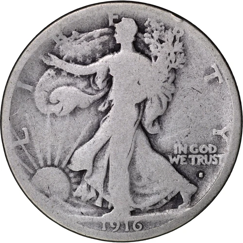 1916-S 50C Walking Liberty Half Dollar ~ AG