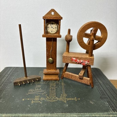 Dollhouse Furniture Vintage Wooden Spindle Grandfather Clock Rake MCM