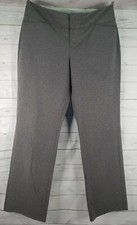ELLE 12 Dress Pants Gray Polka Dot Flat Front Business Stretch Trouser