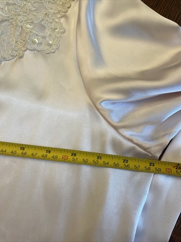 Pnk Poly Satin Chiffon Ruffle LINEA DONATELLA Short Wrap Robe Attached Belt L/XL - Picture 12 of 13