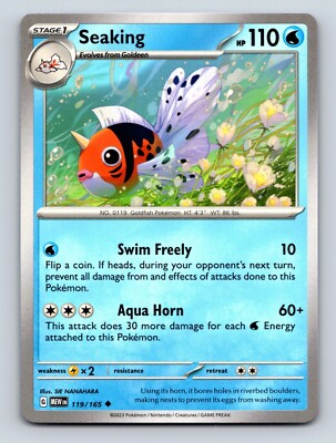 Seaking HP 110 Swim Freely Aqua Horn Powerful Blue Card Pokémon | eBay