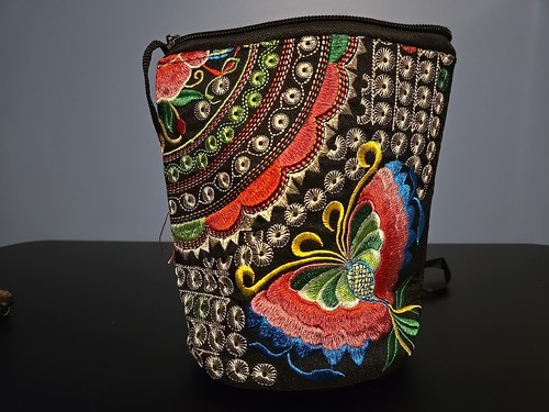 Mexican Style Embroidered for Women, Butterfly Purse with Shoulder Strap - Picture 6 of 9