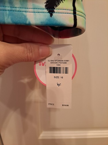 Justice Girls Size 16 Bikini Top NWT Palm Trees - Picture 3 of 5