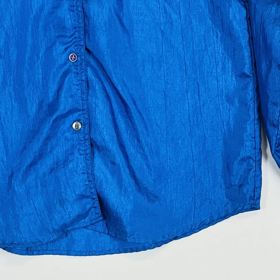 Blusa Top Mujer Diane von Furstenberg Vintage Azul Satinado Manga Larga Pequeña Foto 4 de 4