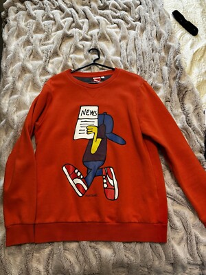 PUMA x TODD JAMES Mens Sweatshirt M Orange News Boy Street Wear Style Pullover