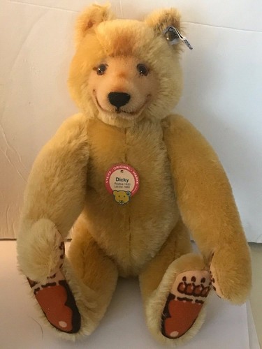 ❤Réplica de peluche Steiff Dicky 1930🐻Oso 0172/32 1985 rubio mohair 12" caja edición limitada❤ - Imagen 2 de 12