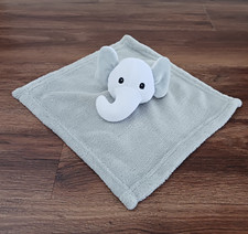 True Baby Plush Elephant White Gray Security Blanket Lovey 12 x 12 Style AT754