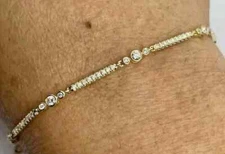 6CT Round Cut Lab-Created Diamond Women's Tennis Bracelet 14K Yellow Gold Plated