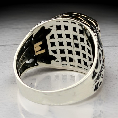925 Sterling Silver Turkish Jewelry Onyx Men's Ring All Size - Picture 6 of 8