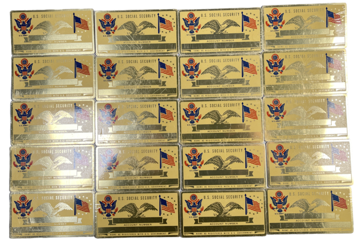 20 Vintage Metal US Army blank Social Security cards