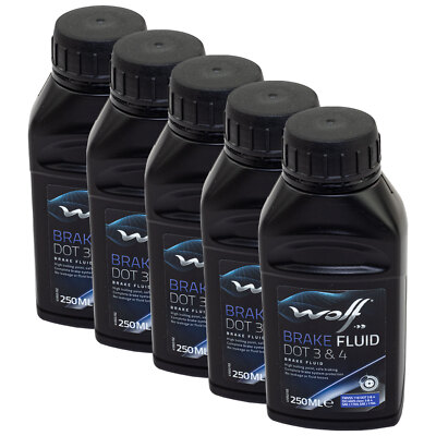 Bremsflüssigkeit WOLF BRAKE FLUID 5039 DOT 3&4 5 X 250 ml für Aprilia Beta Honda