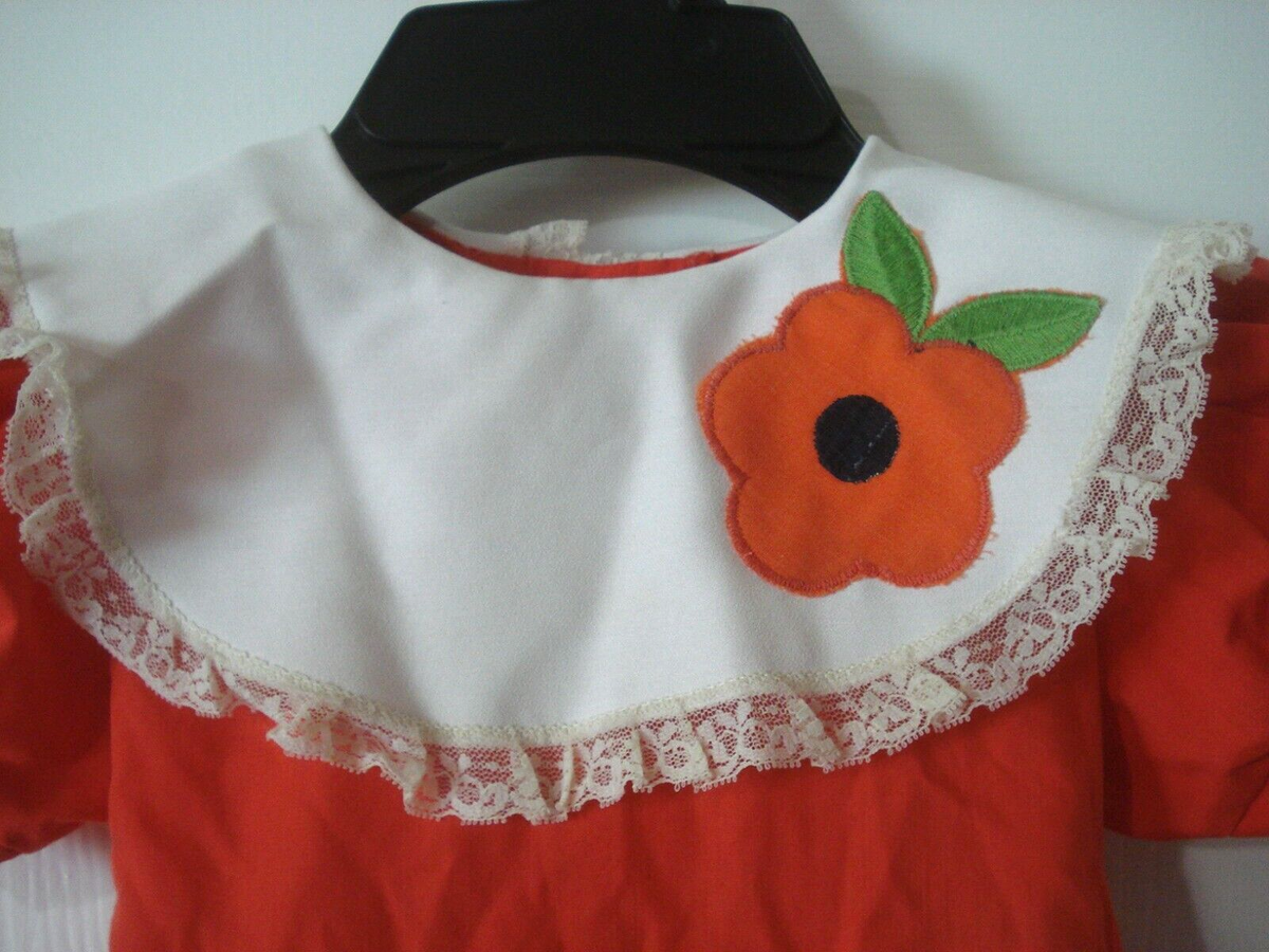Vintage JCPenney Toddle Time Toddler Girls Red Dress White