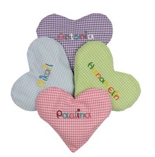 Wärmekissen Herz kariert mit Namen Körnerkissen Geschenk Baby Personalisiert