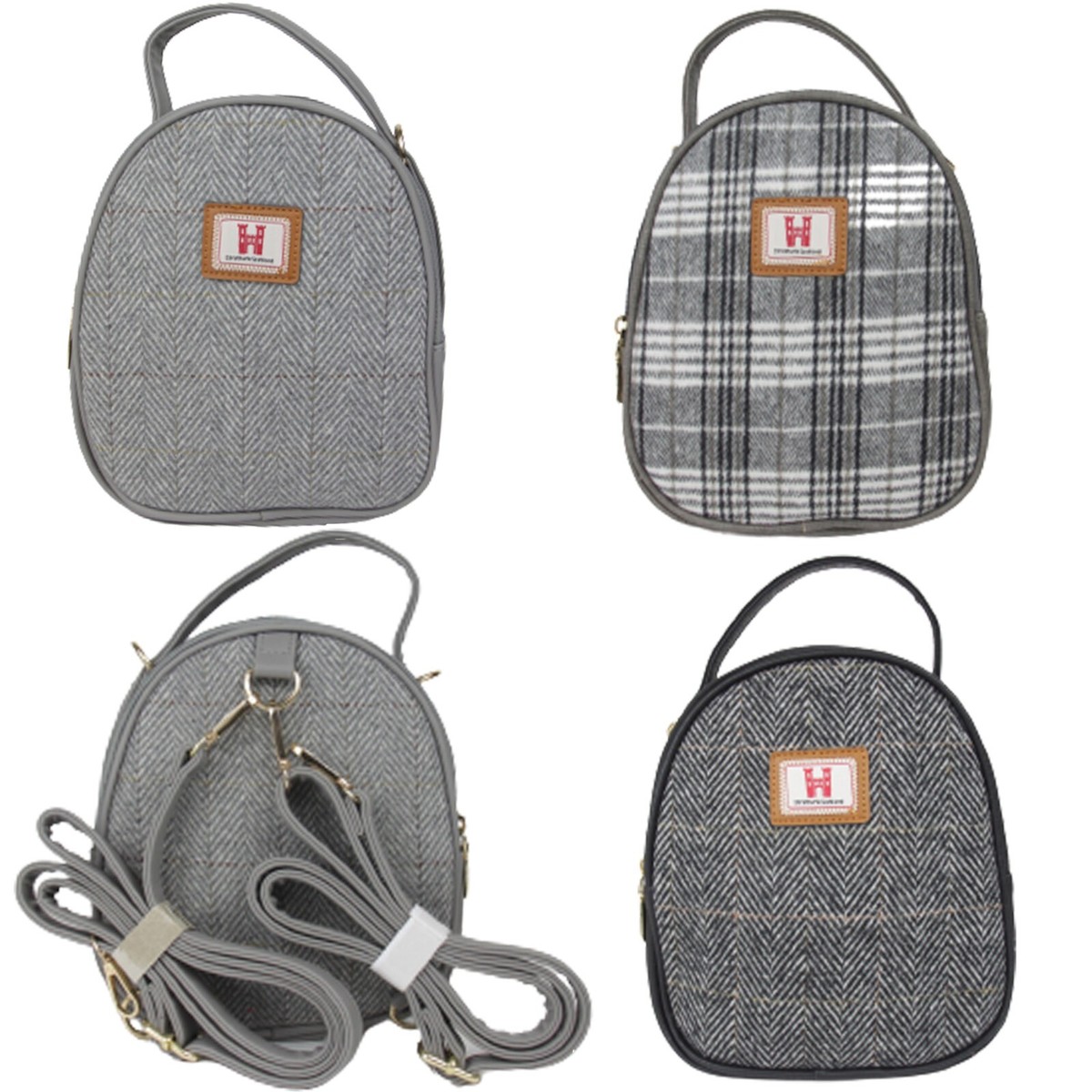 STRATHURIE OF SCOTLAND Tweed Small Pack Check Tartan Backpack Shoulder Bag