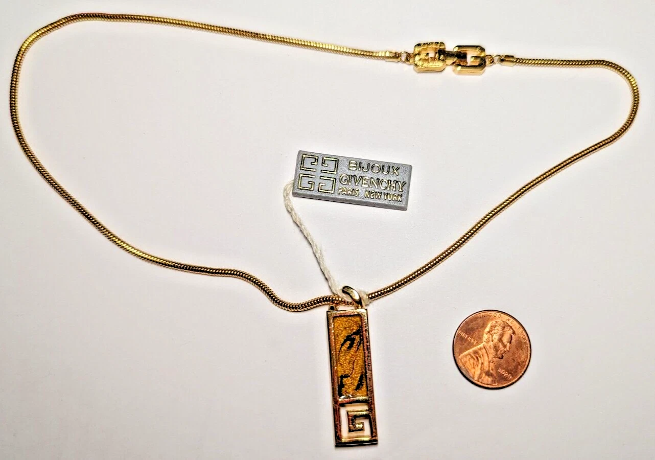GIVENCHY COLLANA CIONDOLO GIVENCY GIOIELLI TONO ORO VINTAGE FIRMATA 1977 GIVENCY