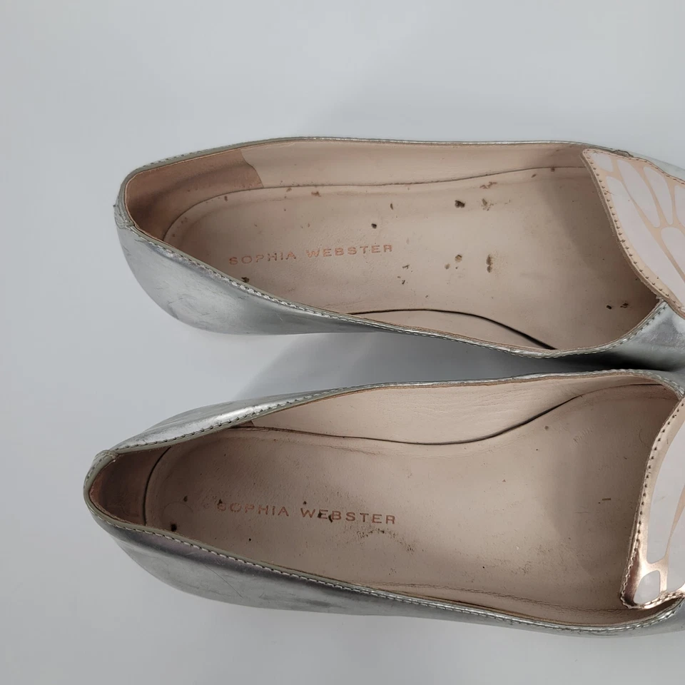 Sophia Webster Mariposa Planos Charol Punta Plateada Talla 35 Foto 4 de 4