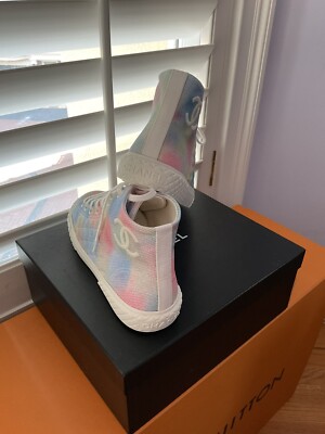 Chanel 22c Rainbow Hightop Quilted Walk Sneakers 41 Brand New | eBay