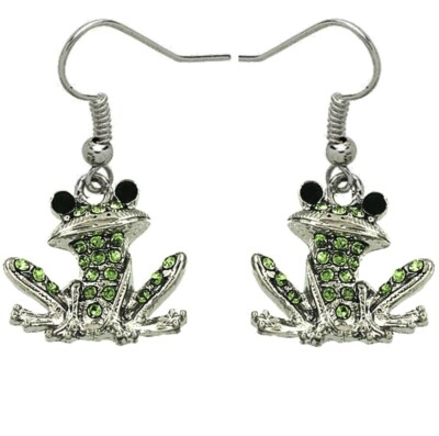 Crystal Frog Earrings Dangle in a Gift Box Fast Shipping