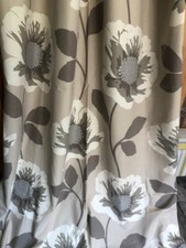 Next  Dark Natural Cream Poppy Floral COTTON Eyelet CURTAINS  135X229 CM / PAIR